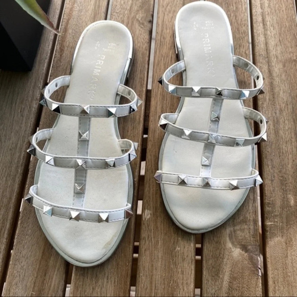 Sandals white Primark silver size 38 - Picture 1 of 3